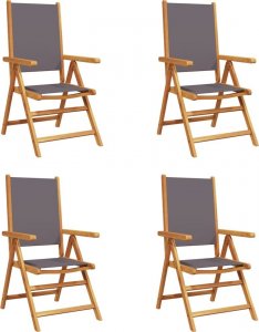 vidaXL Rozkładane krzesła ogrodowe, 4 szt., antracyt, drewno i tkanina 2
