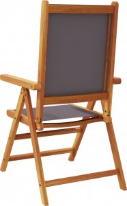 vidaXL Rozkładane krzesła ogrodowe, 4 szt., antracyt, drewno i tkanina 6