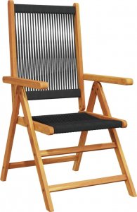 vidaXL Rozkładane krzesła ogrodowe, 8 szt., czarne, drewno akacjowe 3