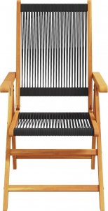 vidaXL Rozkładane krzesła ogrodowe, 8 szt., czarne, drewno akacjowe 4
