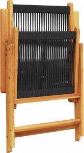 vidaXL Rozkładane krzesła ogrodowe, 8 szt., czarne, drewno akacjowe 7