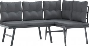 vidaXL Ławki ogrodowe z poduszkami, 2 szt., malowana proszkowo stal 2