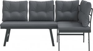 vidaXL Ławki ogrodowe z poduszkami, 2 szt., malowana proszkowo stal 3