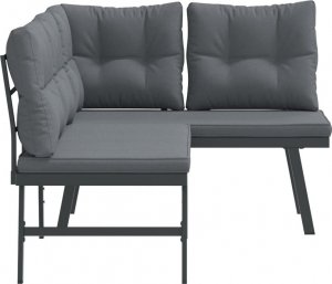 vidaXL Ławki ogrodowe z poduszkami, 2 szt., malowana proszkowo stal 4