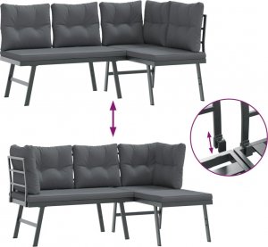 vidaXL Ławki ogrodowe z poduszkami, 2 szt., malowana proszkowo stal 6