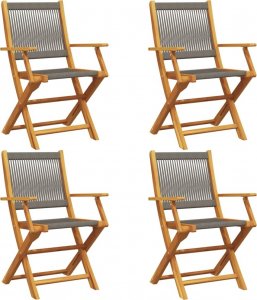 vidaXL Składane krzesła ogrodowe, 4 szt., szare, lite drewno akacjowe 2