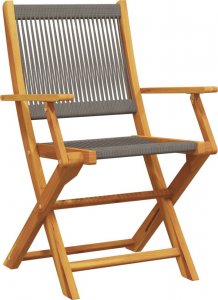 vidaXL Składane krzesła ogrodowe, 4 szt., szare, lite drewno akacjowe 3