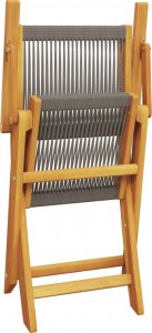 vidaXL Składane krzesła ogrodowe, 4 szt., szare, lite drewno akacjowe 7