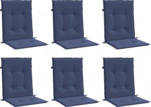 vidaXL Poduszki na krzesła z niskim oparciem, 6 szt., granat, tkanina 3