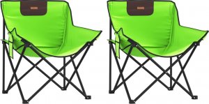 vidaXL Krzesła turystyczne z kieszenią, składane, 2 szt., zielone 2