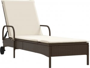 vidaXL Leżaki z poduszkami, 2 szt., brązowe, polirattan 3