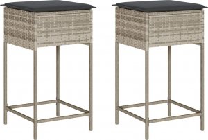 vidaXL Ogrodowe stołki barowe z poduszkami, 2 szt., jasnoszare 2