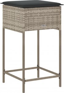 vidaXL Ogrodowe stołki barowe z poduszkami, 2 szt., jasnoszare 7