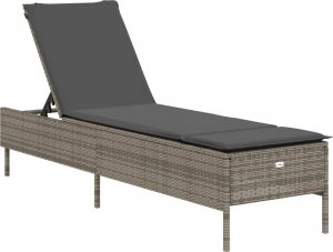 vidaXL Leżaki z poduszkami, 2 szt., szare, polirattan 4