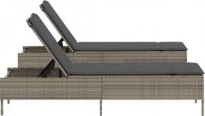 vidaXL Leżaki z poduszkami, 2 szt., szare, polirattan 6
