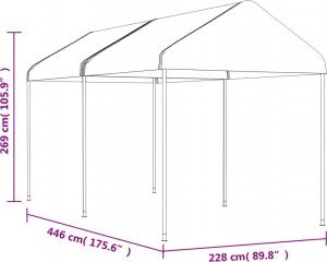 vidaXL vidaXL Namiot ogrodowy z dachem, biały, 4,46x2,28x2,69 m, polietylen 5