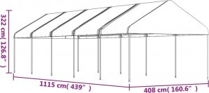 vidaXL vidaXL Namiot ogrodowy z dachem, biały, 11,15x4,08x3,22 m, polietylen 5