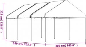 vidaXL vidaXL Namiot ogrodowy z dachem, biały, 6,69x4,08x3,22 m, polietylen 5