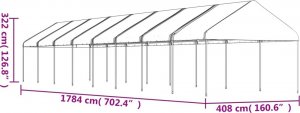 vidaXL vidaXL Namiot ogrodowy z dachem, biały, 17,84x4,08x3,22 m, polietylen 5