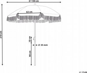 Beliani Parasol ogrodowy 150 cm żółty z białym MONDELLO 3