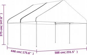 vidaXL Namiot ogrodowy z dachem, biały, 4,46x5,88x3,75 m, polietylen 5