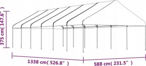 vidaXL Namiot ogrodowy z dachem, biały, 13,38x5,88x3,75 m, polietylen 5