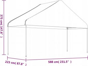 vidaXL Namiot ogrodowy z dachem, biały, 13,38x5,88x3,75 m, polietylen 6