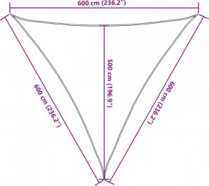 vidaXL vidaXL Żagiel przeciwsłoneczny, jasnoszary, 6x6x6 m, 100% poliester 10