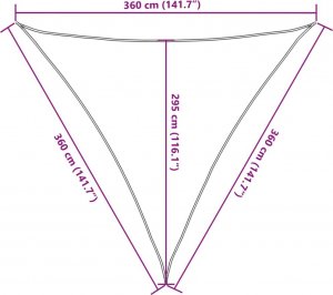 vidaXL Żagiel przeciwsłoneczny, piaskowy, 3,6x3,6x3,6m, 100% poliester 10