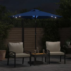 vidaXL vidaXL Parasol ogrodowy LED, stalowy słupek, lazurowy, 225x225x212 cm 3