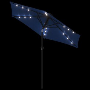vidaXL vidaXL Parasol ogrodowy LED, stalowy słupek, lazurowy, 225x225x212 cm 8