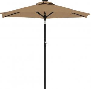 vidaXL vidaXL Parasol ogrodowy LED, stalowy słupek, taupe, 225x225x212 cm 4