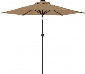vidaXL vidaXL Parasol ogrodowy LED, stalowy słupek, taupe, 225x225x212 cm 5