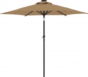 vidaXL vidaXL Parasol ogrodowy LED, stalowy słupek, taupe, 225x225x212 cm 6