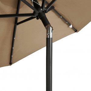 vidaXL vidaXL Parasol ogrodowy LED, stalowy słupek, taupe, 225x225x212 cm 9