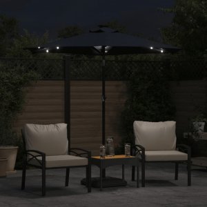 vidaXL vidaXL Parasol ogrodowy LED, stalowy słupek, czarny, 225x225x212 cm 3