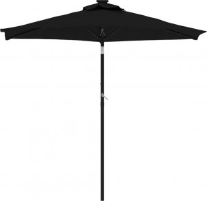 vidaXL vidaXL Parasol ogrodowy LED, stalowy słupek, czarny, 225x225x212 cm 4