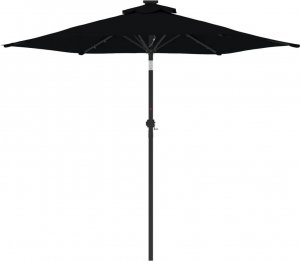 vidaXL vidaXL Parasol ogrodowy LED, stalowy słupek, czarny, 225x225x212 cm 5