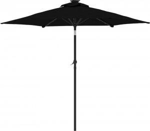vidaXL vidaXL Parasol ogrodowy LED, stalowy słupek, czarny, 225x225x212 cm 6