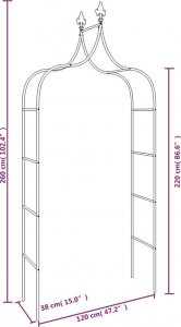vidaXL Pergole ogrodowe, 2 szt., czarne, 120x38x260 cm, stalowe 7