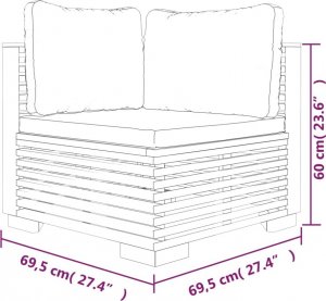 vidaXL Narożne sofy ogrodowe, 2 szt., lite drewno tekowe 5