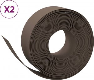 vidaXL Obrzeża ogrodowe, 2 szt., brązowe, 10 m, 20 cm, polietylen 2