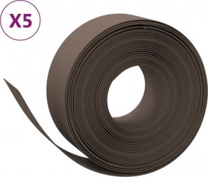 vidaXL Obrzeża ogrodowe, 5 szt., brązowe, 10 m, 20 cm, polietylen 2