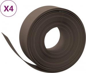 vidaXL Obrzeża ogrodowe, 4 szt., brązowe, 10 m, 20 cm, polietylen 2