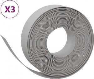 vidaXL Obrzeża ogrodowe, 3 szt., szare, 10 m, 15 cm, polietylen 2