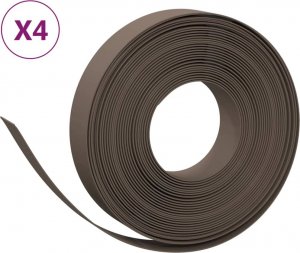 vidaXL Obrzeża ogrodowe, 4 szt., brązowe, 10 m, 10 cm, polietylen 2