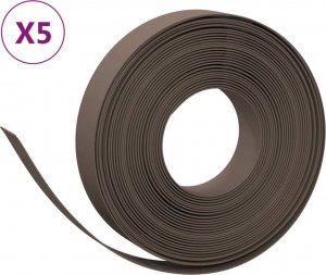vidaXL Obrzeża ogrodowe, 5 szt., brązowe, 10 m, 10 cm, polietylen 2