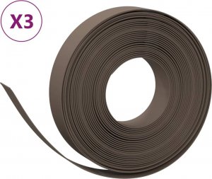 vidaXL Obrzeża ogrodowe, 3 szt., brązowe, 10 m, 10 cm, polietylen 2