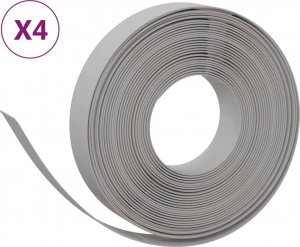vidaXL Obrzeża ogrodowe, 4 szt., szare, 10 m, 10 cm, polietylen 2