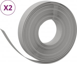 vidaXL Obrzeża ogrodowe, 2 szt., szare, 10 m, 10 cm, polietylen 2
